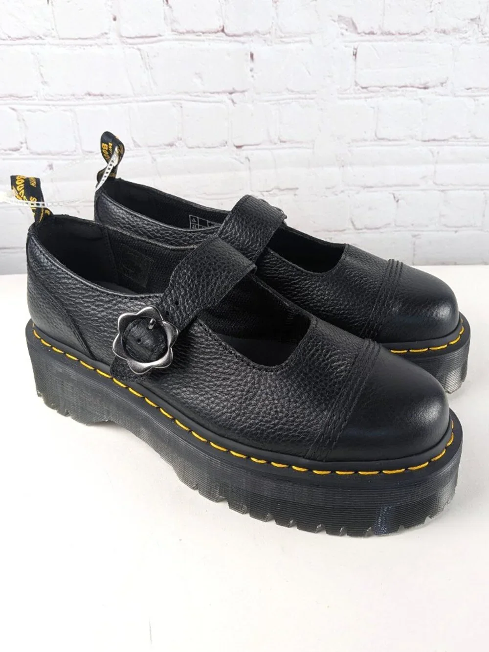 NEW Dr. Martens Addina Flower Buckle Platform Mary Janes 10